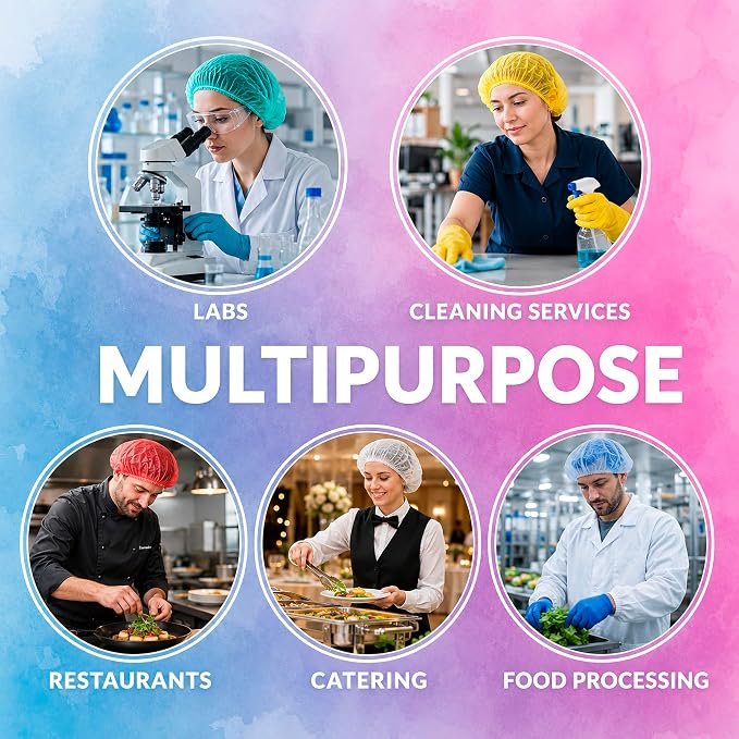 ABC PACK & SUPPLY Disposable Bouffant Caps, Black 21 Inch Hair Nets for Food Service Workers, Non Woven Polypropylene Hair Covers, Pack of 100