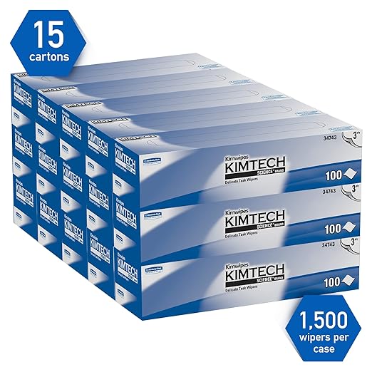 Kimtech™ Science Kimwipes Delicate Task Wipers (34743), White, 3-Ply, 15 Pop-Up Boxes / Case, 100 Sheets / Box, 1,500 Sheets / Case