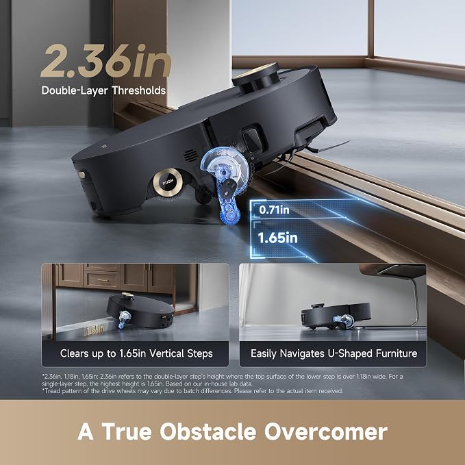 DREAME Aqua10 Roller Robot Vacuum, AquaRoll Mopping, 30,000Pa Suction, 100% Detangling, Carpet-Protecting Roller Guard, Clear 2.36in Obstacle, Self-Empty, Self-Cleaning, Roller Mop Extending