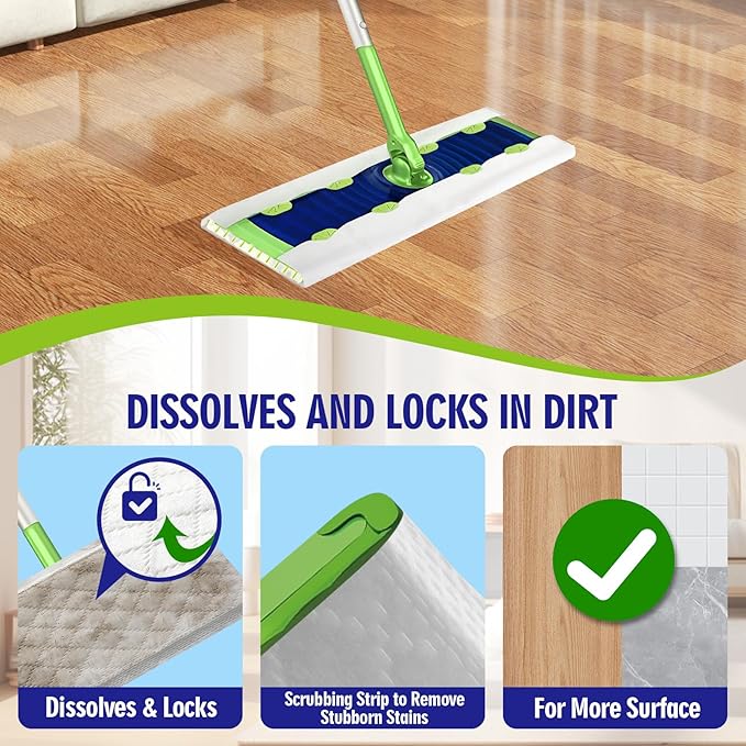 20 Count XL Heavy Duty Wet Mopping Cloths Refill Compatible with Swiffer Sweeper XL Mop, Disposable Wet Pads Refill X-Large Size for Multi-Surface Floor Cleaning, Lavender Scent