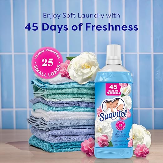 Suavitel Fabric Conditioner, Fabric Softener, 45 Days of Freshness, HE Compatible, 25 Small Loads, Field Flowers Scent, 25 fl oz