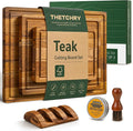 Teak Wood Cutting Board Set of 3 Wooden Cutting Boards for Kitchen | Premium Teak Wood • FSC Certified • Deep Juice Groove • Built-In Handles • Non-Slip Feet • 3 Practical Sizes • Gift-Ready Box