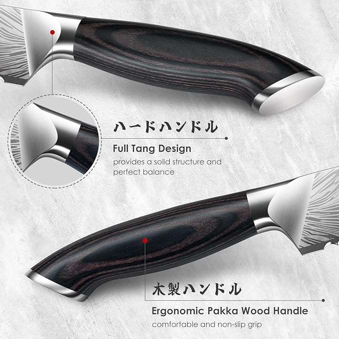 10 inch Bread Knife in Powder Steel, Serrated Bread Knife | for Homemade Bread Sourdough Ultra Sharp Bread Slicer Knives with Ergonomic Pakkawood Handle for Sourdough, Turkey and Fruit