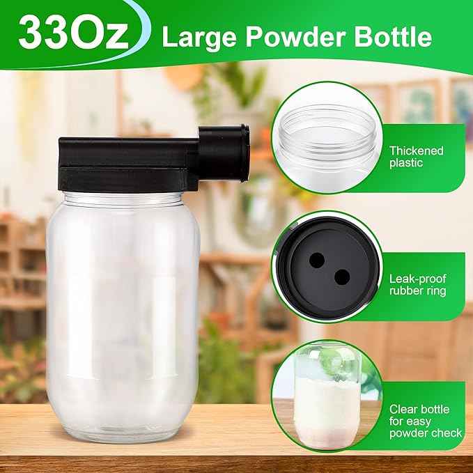 Qualirey Electric Diatomaceous Earth Duster, Powder Duster with 7.5'' Extension Nozzle and 33Oz Bottle, Powder Sprayer for Pest Control/Home/Garden/Indoor/Outdoor
