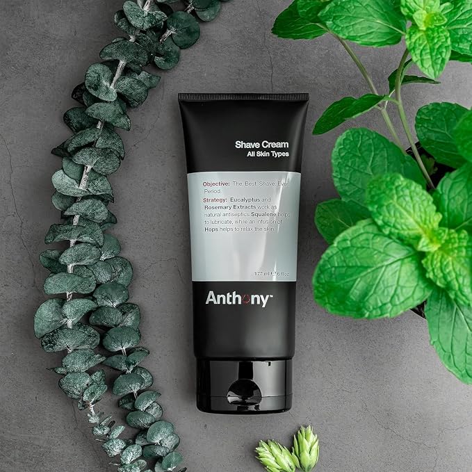 Anthony Shaving Cream Mens Sensitive Skin: Squalane, Eucalyptus, Spearmint and Rosemary Extracts, Help Soothe, Refresh, Cool, and Condition Your Skin for Shave 3 Fl Oz