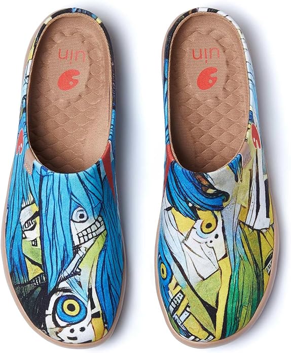 UIN Men's Mules Slipper Loafers Lightweight Mules Walking Casual Clogs Comfort Household Slip Ons Art Painted Travel Shoes Malaga Marine World