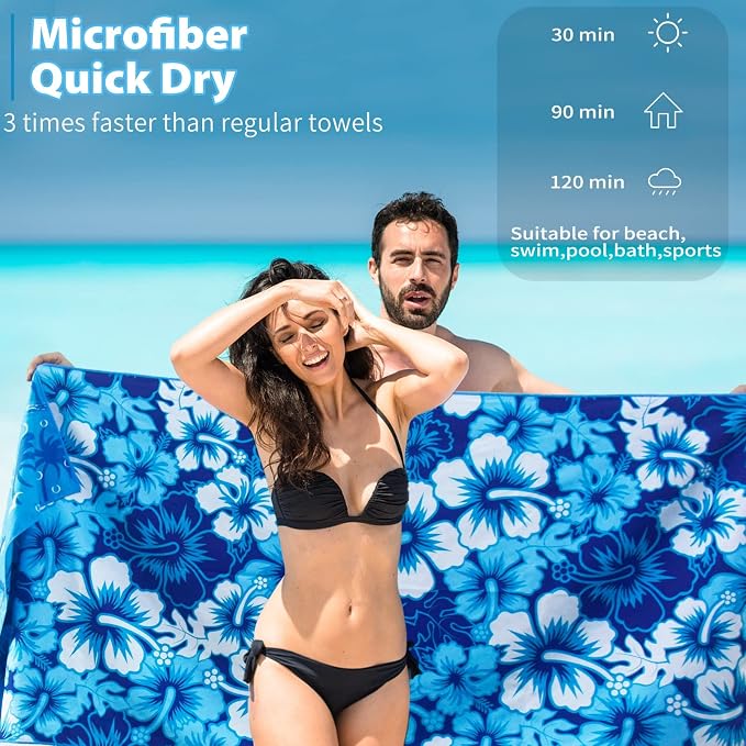 TwoYek Microfiber Beach Towels Extra Large 71x32 inches 6 Pack Bulk | Thin Lightweight, Sand Free, Super Absorbent & Quick Dry, Oversized Towel for Beach Bath Pool Swim Travel Accessories Gifts