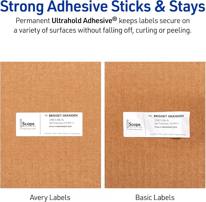 Avery Durable Waterproof Shipping Labels with Sure Feed Technology, 5.5" x 8.5", White, Laser Compatible, 100 Blank Labels Total, Great for Mailing, Branding, and More (5526)