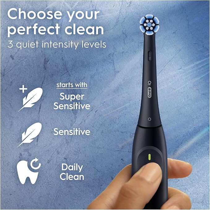 Oral-B iO 2 Electric Toothbrush Black Adult 3 Cleaning Modes Gentle Gums Soft Brush Accessories Replacement Brush Charger