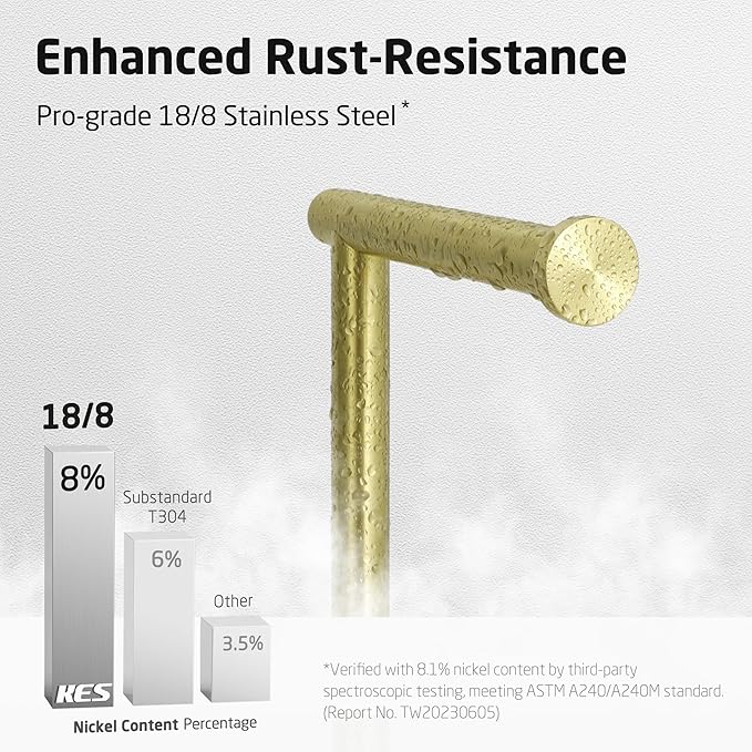 KES Extra High Gold Toilet Paper Holder Freestanding 26", Toilet Paper Holder Stand with Natural Marble Base, Floor Free StandingToilet Paper Holder 18/8 Stainless Steel Brushed Gold, BPH284S66-BZ
