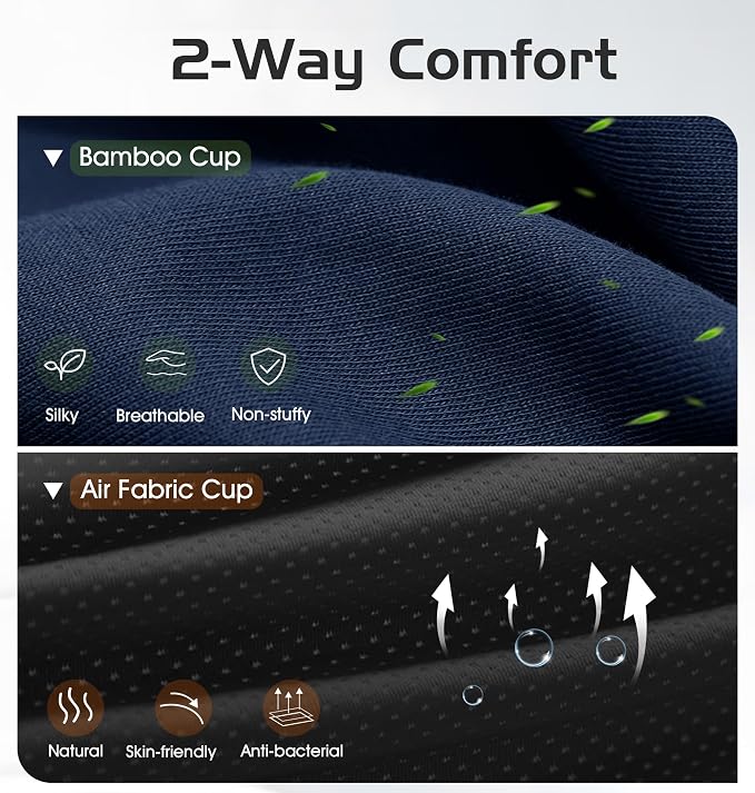 Bluetooth Sleep Mask with 2 Removable 3D Contoured Cup, Bamboo Cotton Sleeping Headphones for Side Sleepers with Timming Setting, Blackout Eye Mask for Sleeping Travel Meditation Men Women(Navy Blue)