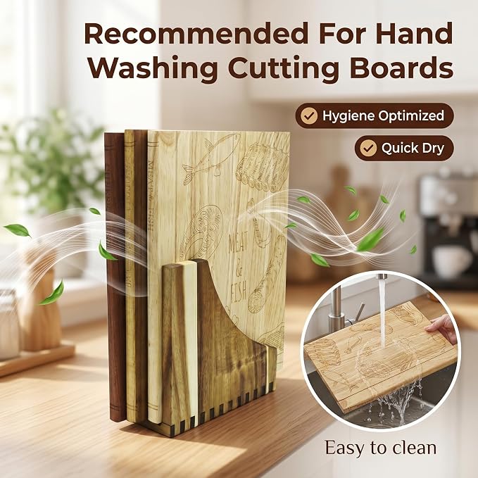 Wooden Book Cutting Board Set with Stand 3 Piece Wooden Cutting Boards Decorative Chopping Board Set for Kitchen Counter Fun Gift for Home Cooks