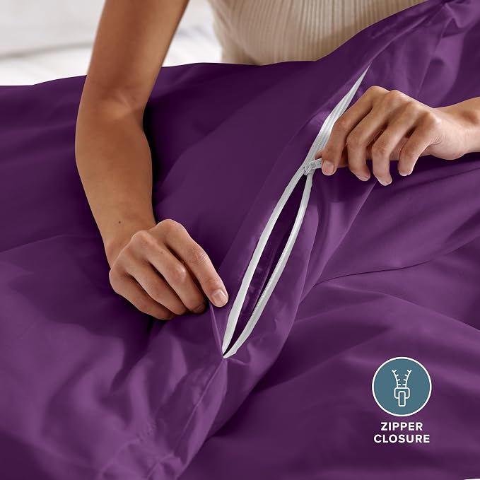Bare Home Bedding Duvet Cover King Size - Premium 1800 Super Soft Collection - Lightweight, Cooling - Soft Breathable Bedding Duvet Cover (King, Plum)