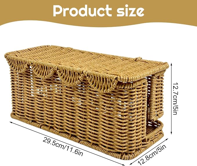 Scalloped Edge Handmade Cable Management Box, Elegant Plastic Rattan Cable Organizer, 2 Open Slots Sturdy Cord Hider Box, Under Desk Cord Organizer for Home TV Wires Computer Router USB Hub Strip (1)