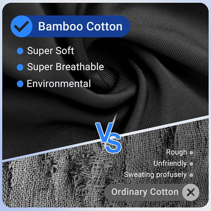 3D Bamboo Cotton Sleep Mask with Bluetooth 5.4 Headphone, Music Wireless Bluetooth Blackout Eye Mask for Side Sleepers, Earphones HD Speaker Microphone for Travel, Gifts for Women Men, Black