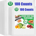 Vacuum Sealer Bags for Food - 200 Count Precut (8"x12"+6"x8") Vacuum Seal Bags| BPA-Free Commercial Grade | 6X Freshness | Universal Clamp Machine Fit | Ideal for Sous Vide & Meal Prep