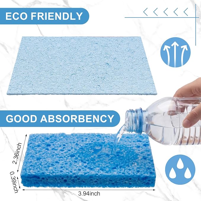 Zhengmy 90 Pieces Sponges Bulk Sponges Kitchen Compressed Sponge Natural Dish Sponge Compressed Wood Pulp Cleaning Without Scratching for Kitchen Bathroom, 3.9 x 2.4 x 0.12 Inch (Light Color)