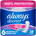 Always Discreet Adult Incontinence Pads for Women, Moderate Absorbency, Regular Length, Postpartum Pads, Up to 100% Bladder Leak Protection, 28 Count