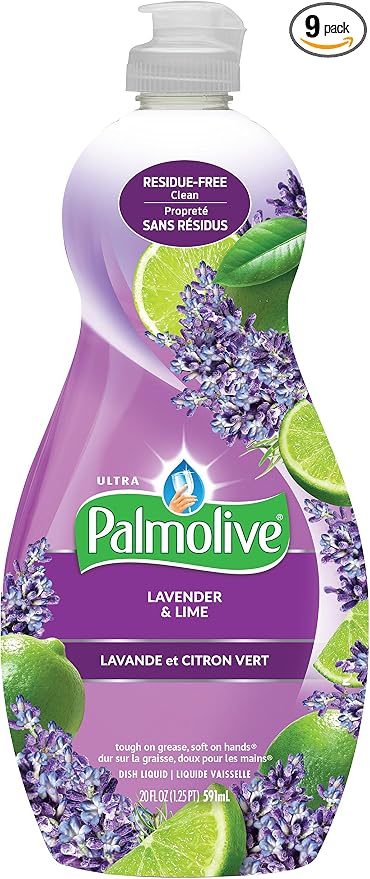 Palmolive Ultra Liquid Dish Soap,Lavender & Lime - 20 Fluid Ounce (9 Pack)
