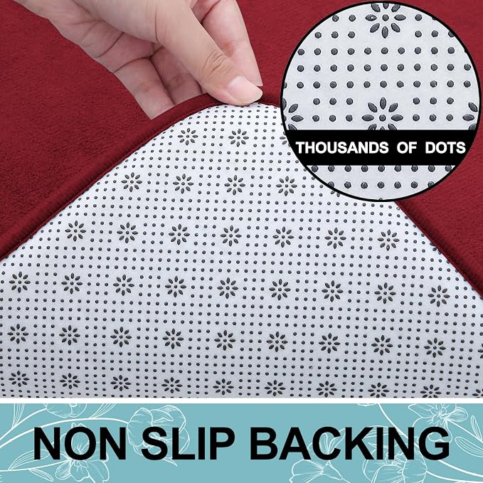 Smiry Memory Foam Bath Mat 30x20, Extra Soft and Absorbent Bathroom Mats, Non Slip Washable Carpet for Floor, Shower and Tub, Red