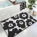 LUMI Bathroom Rugs Cute Floral Design, Soft Absorbent Microfiber Bath Mat Non-Slip, Machine Washable Quick Dry Luxury Rug Flower Black and White for Floor, Bathtub, Home Decor, 24"x43"