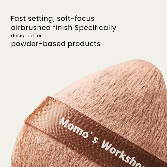 Momo's Workshop Powder Puff 2Pcs Long Fluffy Egg Powder Puff for Powder & Blush
