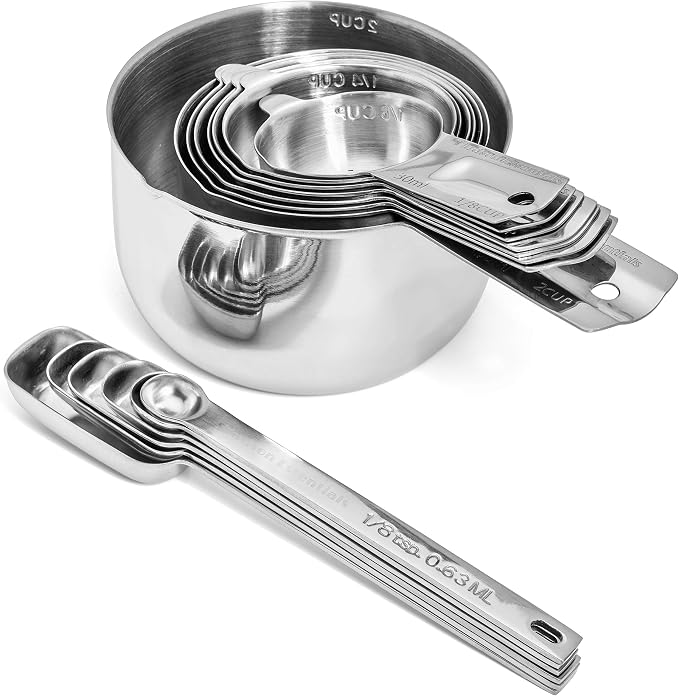 Hudson Essentials Stainless Steel Measuring Cups and Spoons Set (15 Piece Set)