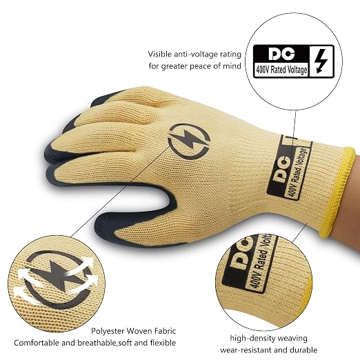 DongChu 5 Pairs Insulated Electrician Gloves 400V Voltage Resistant Gloves Flame Retardant Work, Electrical Rubber Non-slip Texture Design for Electricians Prevent Shock