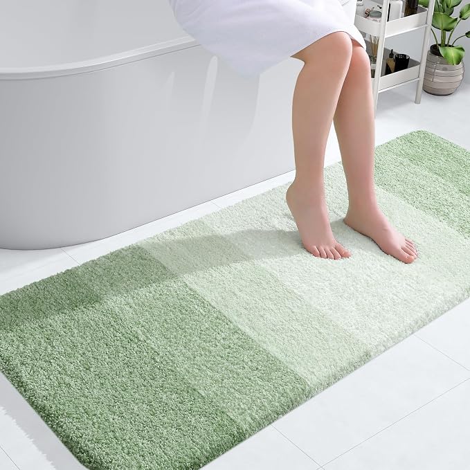 OLANLY Large Bathroom Rugs Mat 54x24, Extra Soft Absorbent Microfiber Bath Rugs, Rubber Backing, Quick Dry, Washable Bath Mats for Bathroom Floor, Tub and Shower, Home Decor Accessories, Sage Green