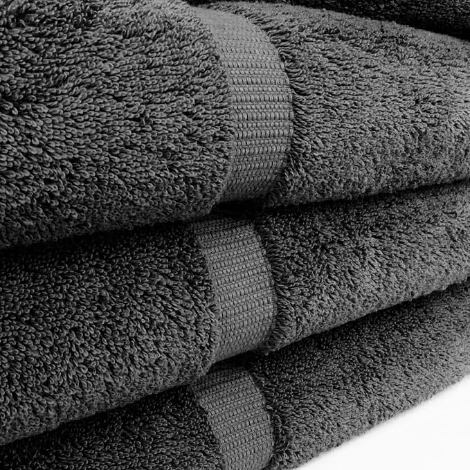 Chakir Turkish Linens 4 Piece Extra Large Bath Towels, 100% Cotton Luxury Turkish Towels for Bathroom, Soft Absorbent Bath Towels, 30 x 60 Inches, Dark Gray