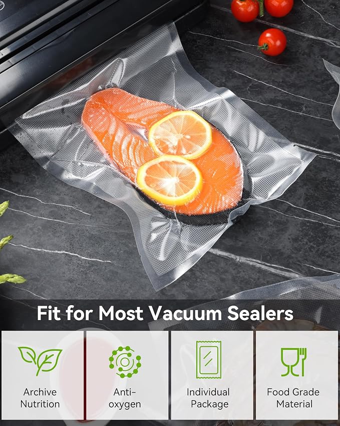 AENTGIU 400 Vacuum Sealer Storage Bags, 8x12 Inch Seal a Meal Bags | BPA Free Quart Bags, Compatible with All Heat Vacuum Sealer Machine, Heavy Duty, Ideal for vac storage,Meal Prep or Sous Vide