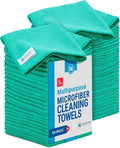 Microfiber Wholesale 12" x 12" Cleaning Cloths (50 Pack) - Reusable Towels, Wash Rags, Dust Cloth, All-Purpose: Kitchen, Dish, Cars, Shop, Glass (Green)