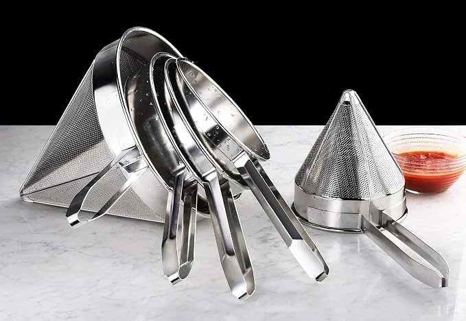 New Star Foodservice 42566 3-Piece Stainless Steel China Cap Strainer Set