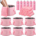 FillTouch 12 Set/ 24 Pcs 15L Foldable Foot Soaking Tub Kit Portable Foot Bath Tub for Soaking Feet with Towel and Storage Bag Soak Spa Bucket for Travel Camping (Pink)