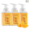 Foaming Hand Soap-Pack of 3-Moisturizing Hand Soap with Aloe Vera & Essential Oils-Alcohol-Free Hand Wash in Fresh Orange Scent-Scented Hand Wash for Kitchen or Bathroom-Free Flawless Crystal Bracelet