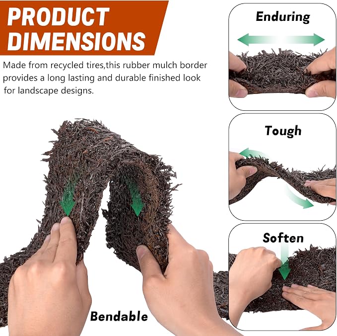 140" x 5.5" Recycled Rubber Mulch Mat Roll for Landscaping, Mulch Barrier | Permanent Garden Pathway Mulch Mats for Outdoors Garden Courtyards Backyards Terraces Vegetable Muddy Areas Path (Brown)