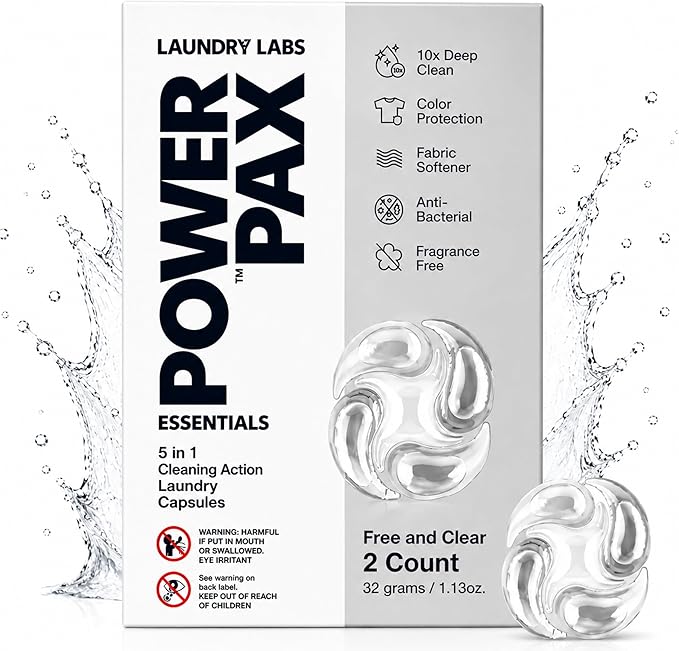 PowerPax 5-in-1 Commercial Laundry Detergent Capsules for Vending Machines, Free and Clear Unscented, 100 Count in 2 Packs – Stain Remover, Color Booster, Fabric Softener for Coin Vend Use