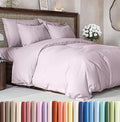 Duvet Cover Queen Size Set - Extra Soft Queen Size Duvet Cover 90 x 90 with 2 Pillow Shams - Hotel Luxury Easy Care and Fade Free w/Zipper Closures & Ties - Breathable Bedding Set (Light Lavender)