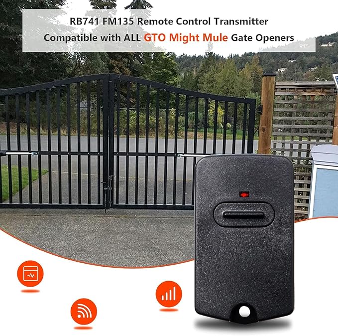 RB741 for Mighty Mule Gate Opener Remote, 318MHZ (6 Pack) | 9 Dip FM135 Gate Transmitter for MM371W MM572W etc. Compatible with GTO Gate Clicker Garage Door Entry Controller