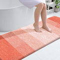 OLANLY Bathroom Runner Rugs Mat 70x24, Extra Soft Absorbent Microfiber Bath Rugs, Rubber Backing, Quick Dry, Washable Long Bath Mats for Bathroom Floor, Tub and Shower, Home Decor Accessories, Coral