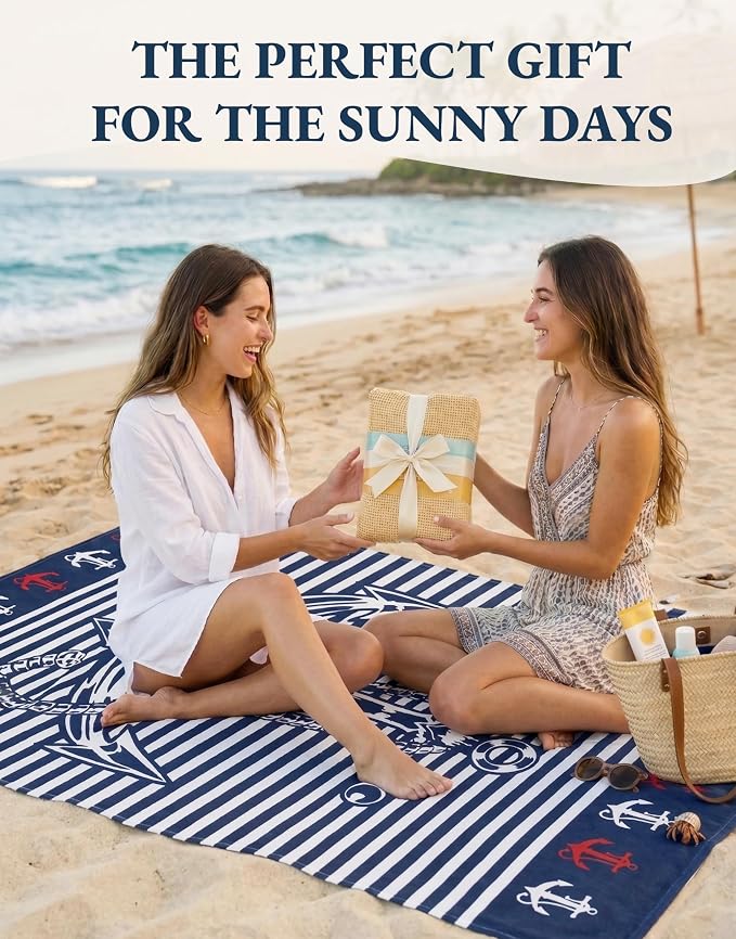 LANE LINEN Turkish Beach Towels for Women, 6 Pcs, Extra Large - Coastal Mix | Large 39"x71", Pre-Washed - No-Shrink, Sand-Free - Quick Dry, Lightweight - Soft Beach Bath Towels, Vacation Essential