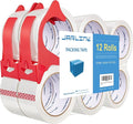JARLINK 12 Rolls Clear Packing Tape with 2 Dispensers for Shipping | 2.7mil Thick, 1.88 Inches Wide, 55 Yards per Roll, Total 660 Yards, Comes with 2 Tape Dispensers