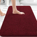 OLANLY Bathroom Rugs 32x20, Extra Soft Absorbent Chenille Bath Rugs, Rubber Backing Quick Dry, Machine Washable Bath Mats for Bathroom Floor, Tub and Shower, Home Decor Accessories, Burgundy