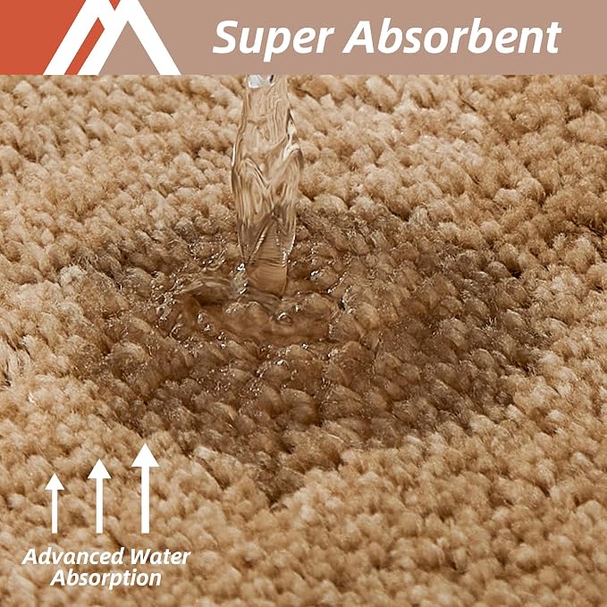COSY HOMEER Bathroom Rugs Mat 24”x60” Absorbent Non-Slip Bath Mat, Plush Shaggy Bathroom Runner, Machine Washable Large Soft Bath Mats for Bath Floor,Tub and Shower,Beige