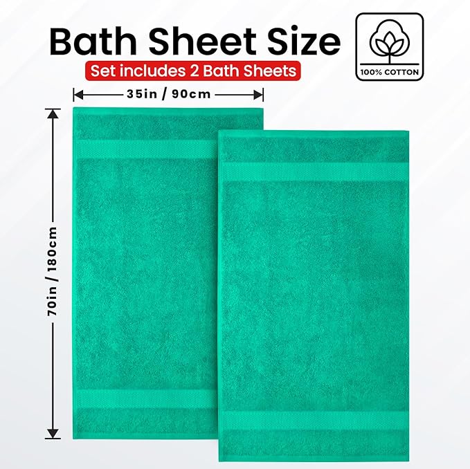 Infinitee Xclusives Jumbo Bath Sheets Towels for Adults – 600 GSM (35X70 Inches)– 100% Ring Spun Cotton Soft and Absorbent Large Bath Towels for Bathroom (Vivid Green)