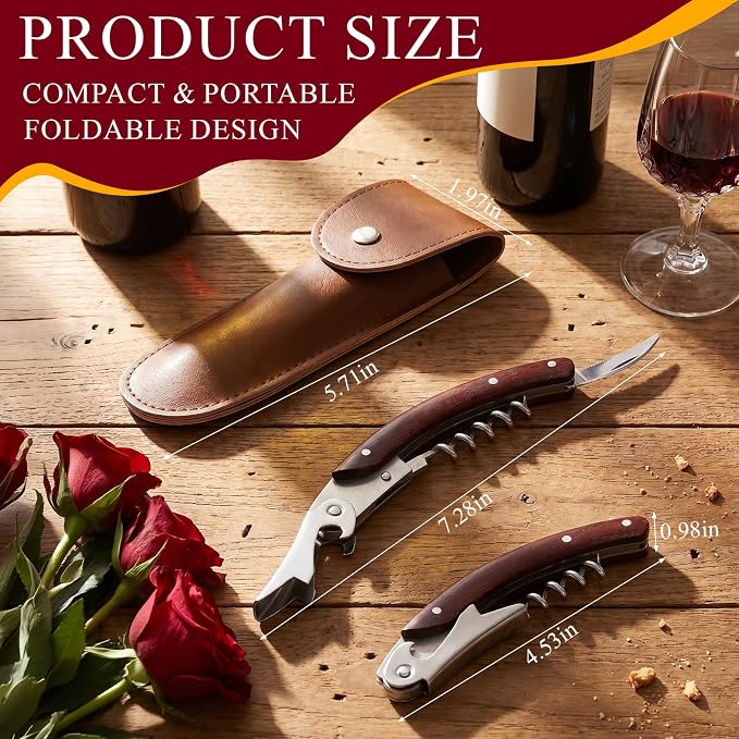 Hushee 12 Set Wine Opener Bulk Wine Key with Leather Pouch Professional Waiter Corkscrew Bottle Opener with Foil Cutter Stainless Steel Commercial Openers Set for Server Bar Restaurant Bartenders