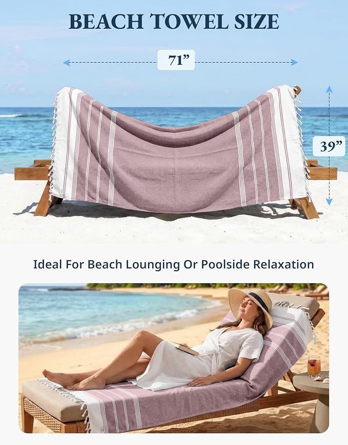 LANE LINEN Large Pool Towels, XL Beach Towel, Pre-Washed - Fired Brick | No Shrink, Quick Dry Oversized Beach Towels - 39"x71", Vacation Essential - Travel & Camping, Machine Washable, Everyday Use