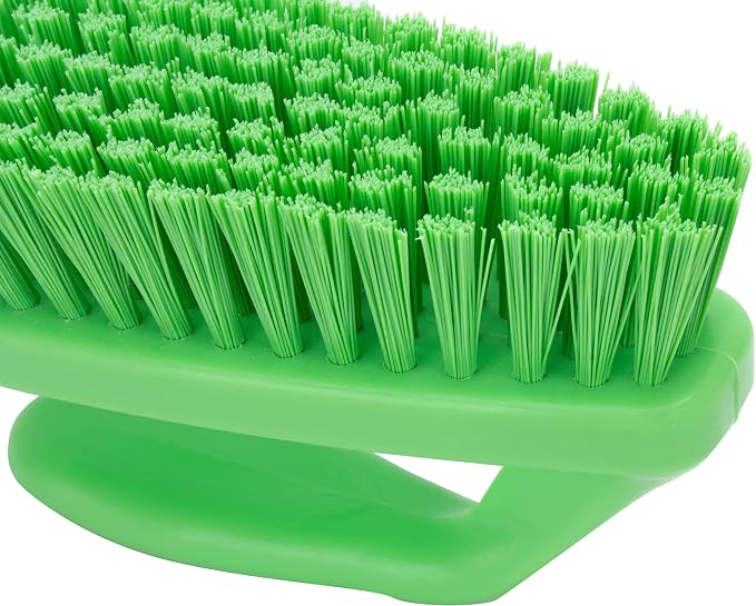 SPARTA Scrub Brush with Iron Shaped Handle and Stiff Bristles, Heavy Duty Scrubber Brush for Kitchen, Bathroom, Shower, Tile, Sink, Carpet and Bakepans, Polypropylene, 6 Inches, Lime
