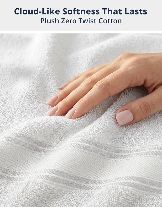 LANE LINEN Bath Towel Set 100% Cotton 18 Piece Soft Absorbent - White | Shower Towels - Generously Sized, Oversized & Roomy, Lightweight & Breathable, Fade-Resistant Color, Classic Terry Weave
