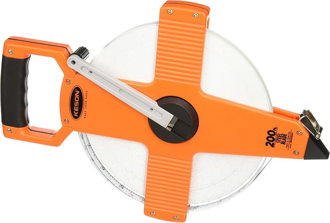 Keson NR10200H Nylon Coated Steel Blade Measuring Tape with Zero Point at Tape End and Hook End (Graduations: 1/10, 1/100), 200-Foot